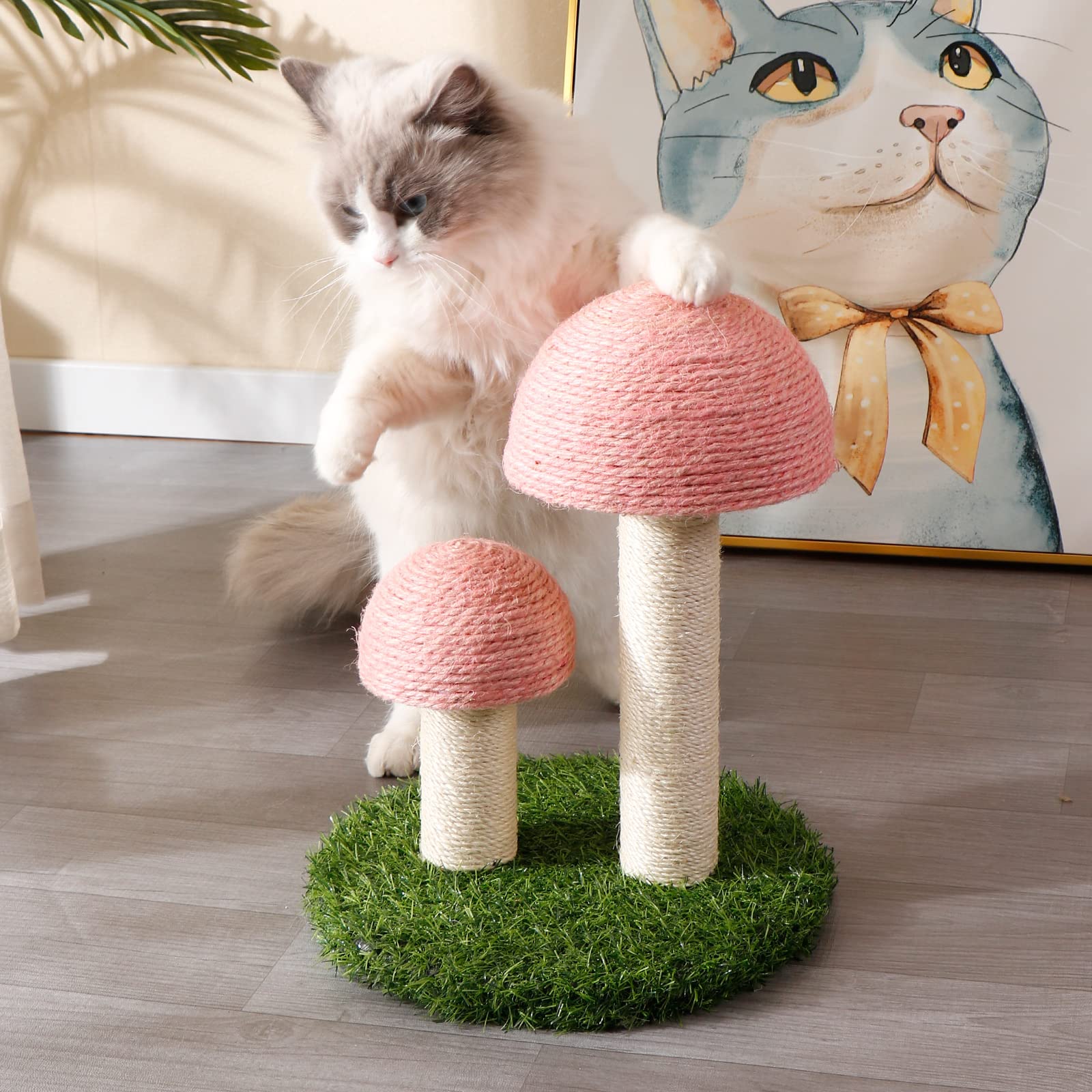 Lihaobm Cat Scratching Post with sisal poles provides durable scratch surfaces.