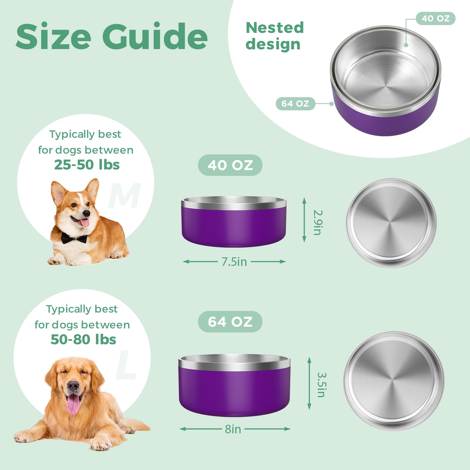 LIHONG 64oz-dog-bowl high-capacity option for large portions or multi-pet households