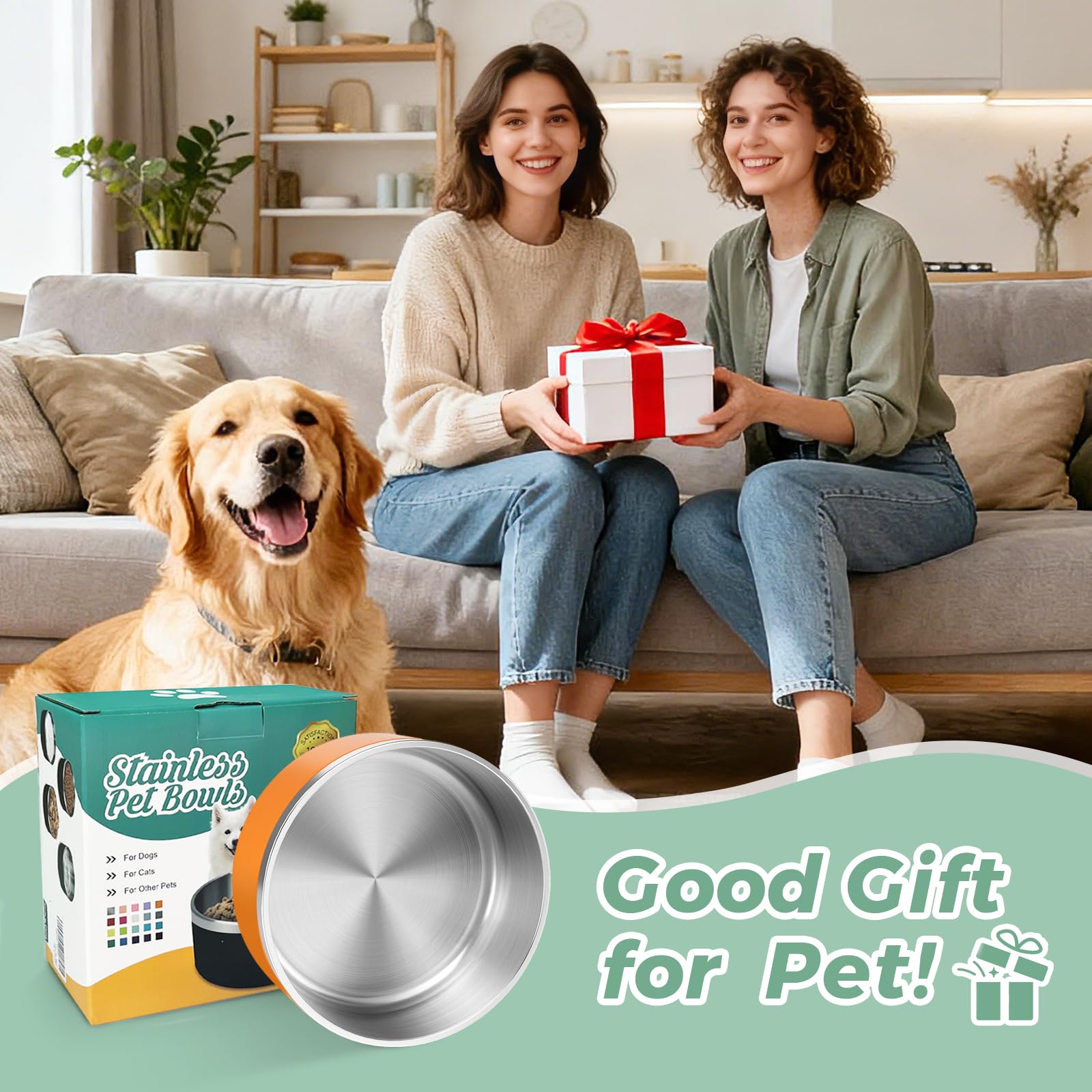 LIHONG dishwasher-safe stainless-steel dog bowl for quick cleanup after meals.