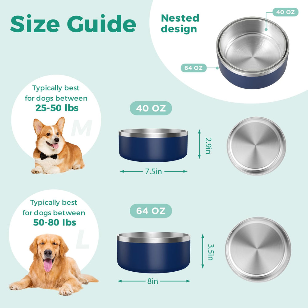 LIHONG 40oz dog bowl size and dimensions for medium pets.
