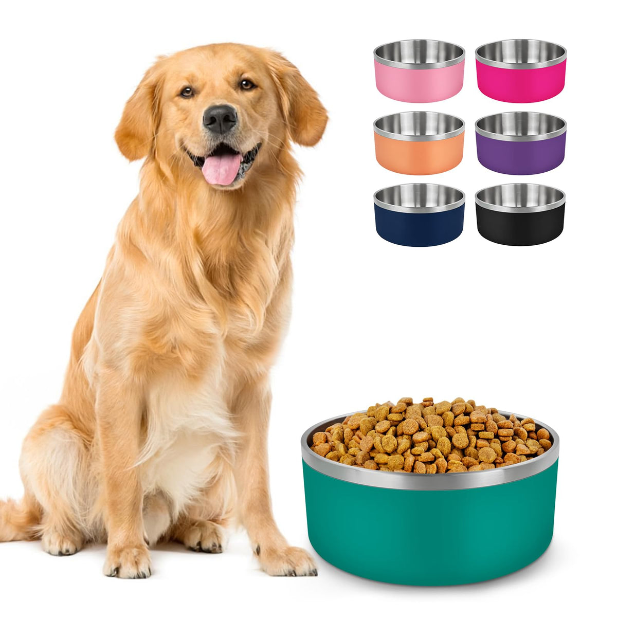 LIHONG 64oz front view bowl, durable rustproof stainless steel for large dogs
