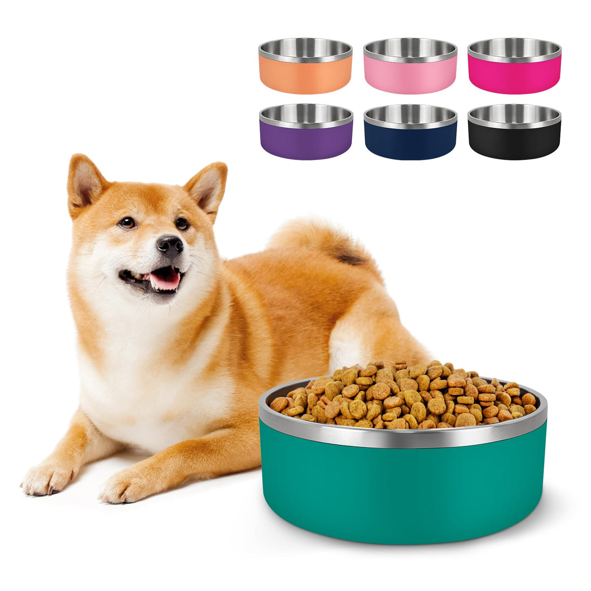 LIHONG stainless steel dog bowls 40oz in deep green showcase rustproof durability for daily meals.