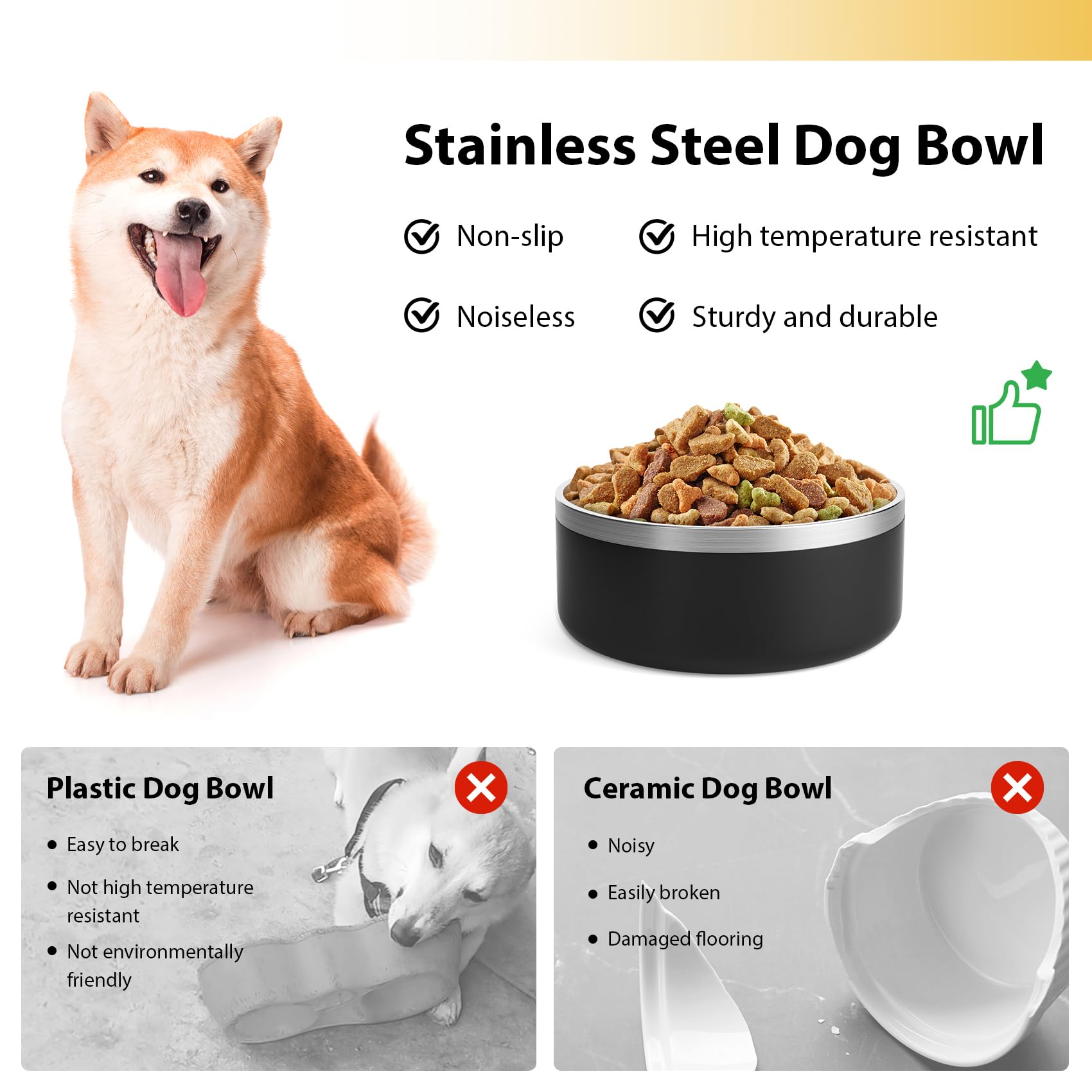 LIHOOOOM dog bowl non-slip bottom keeps meals stable and quiet.