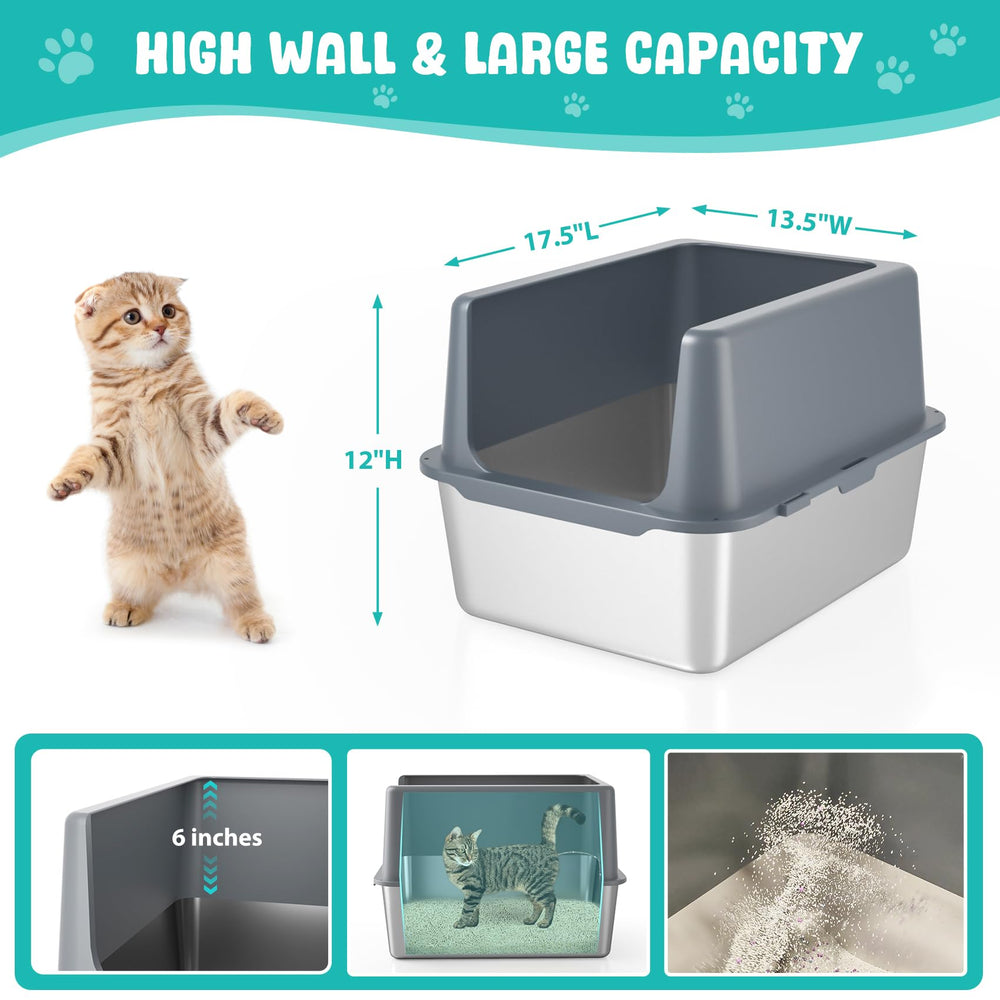 lihoooom litter box inside view shows spacious tray for large or multiple cats.