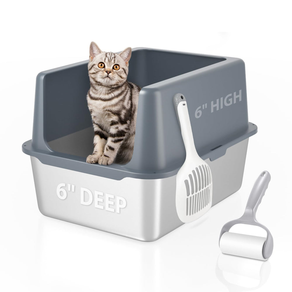 lihoooom litter box with lid closeup highlights durable stainless steel and secure lid.