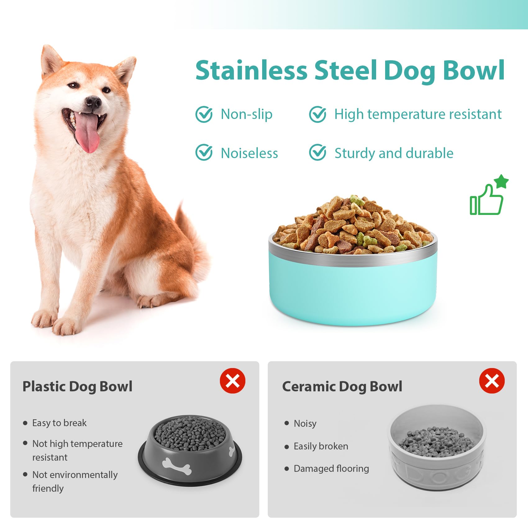 LIHOOOOM easy-clean stainless steel bowl for simple maintenance.