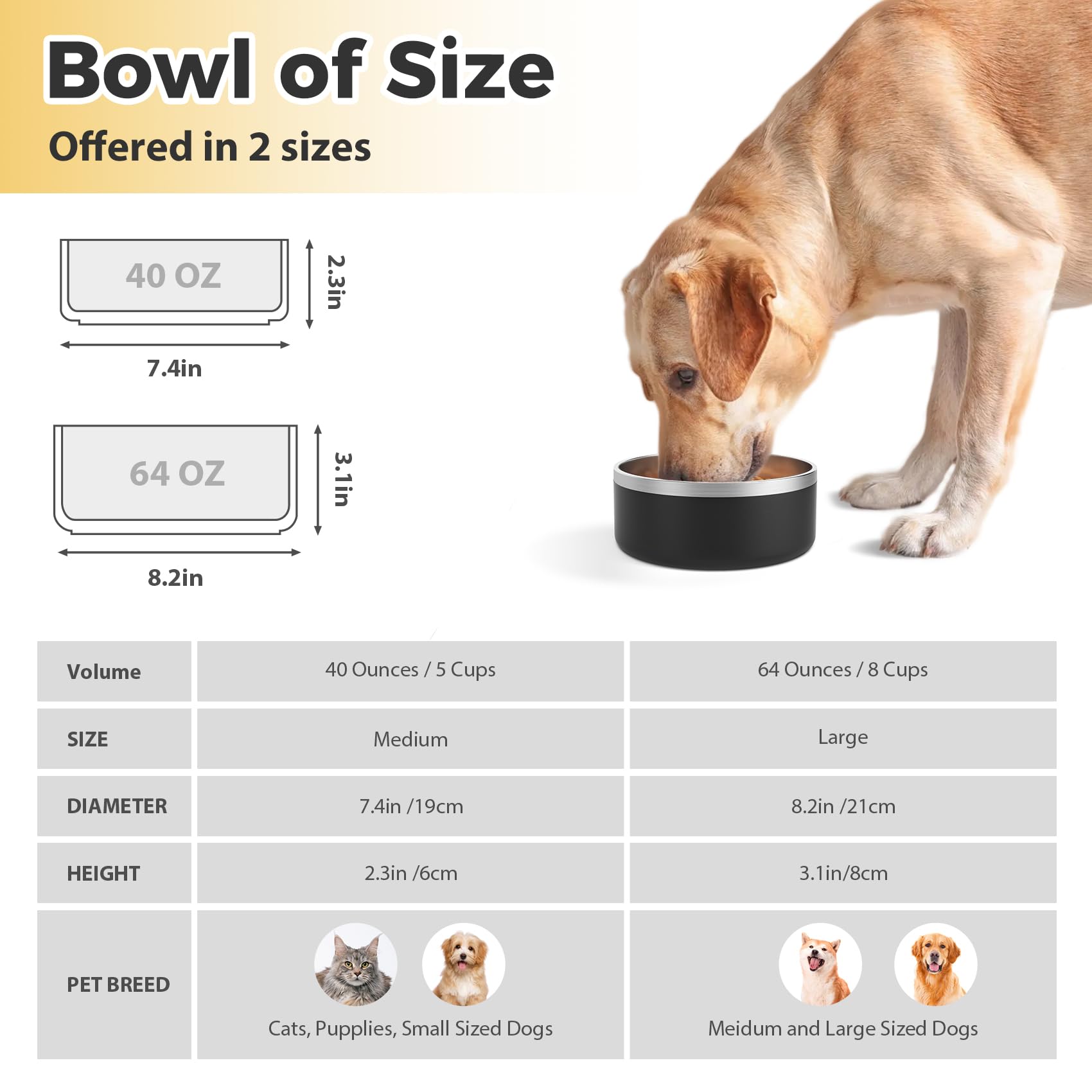 LIHOOOOM dog bowl interior highlights easy-to-clean surface.