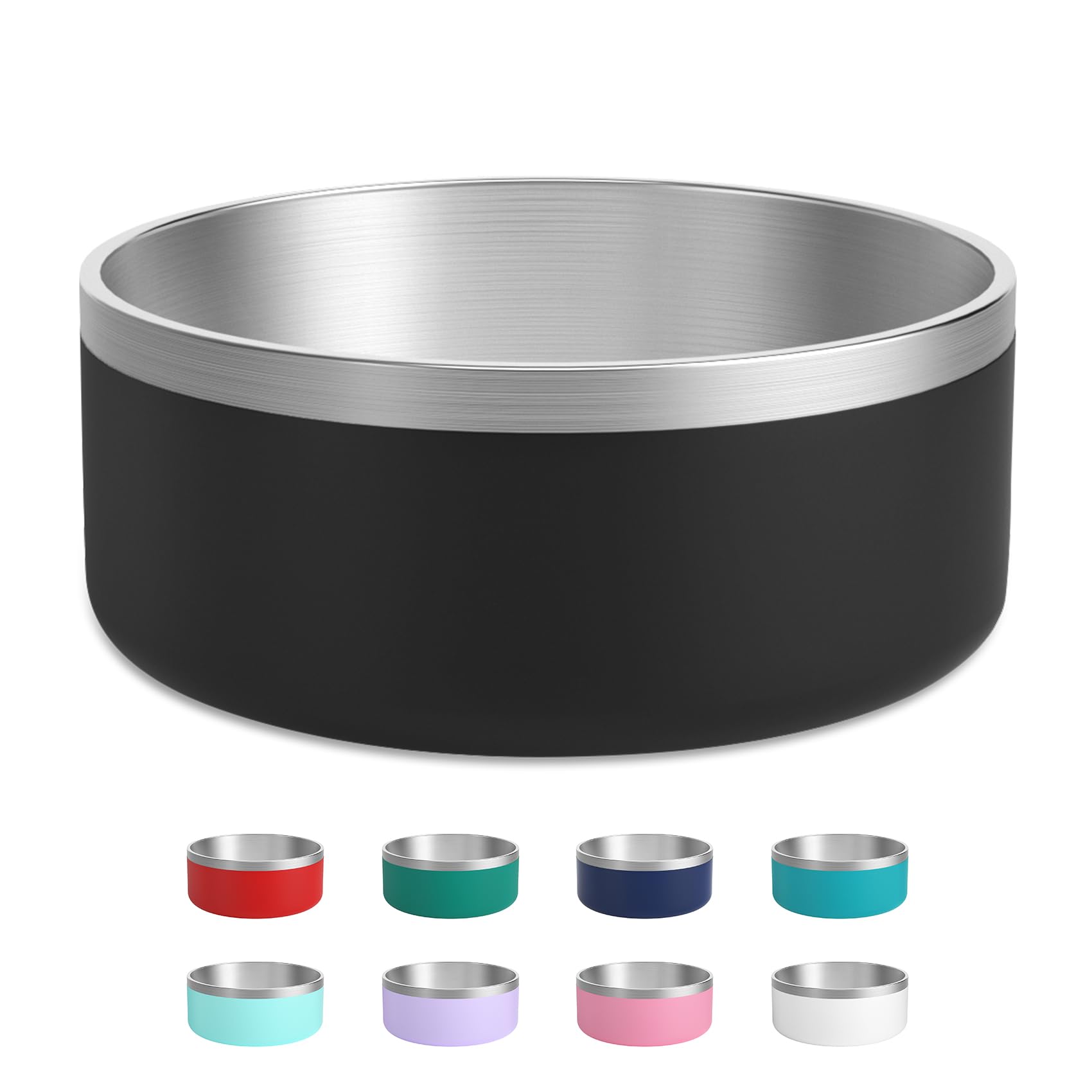 LIHOOOOM stainless steel dog bowl side view showing durable design.