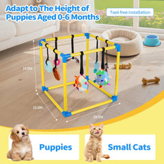 Liitrton puppy play gym toy closeup highlights textures for teething and squeaky play