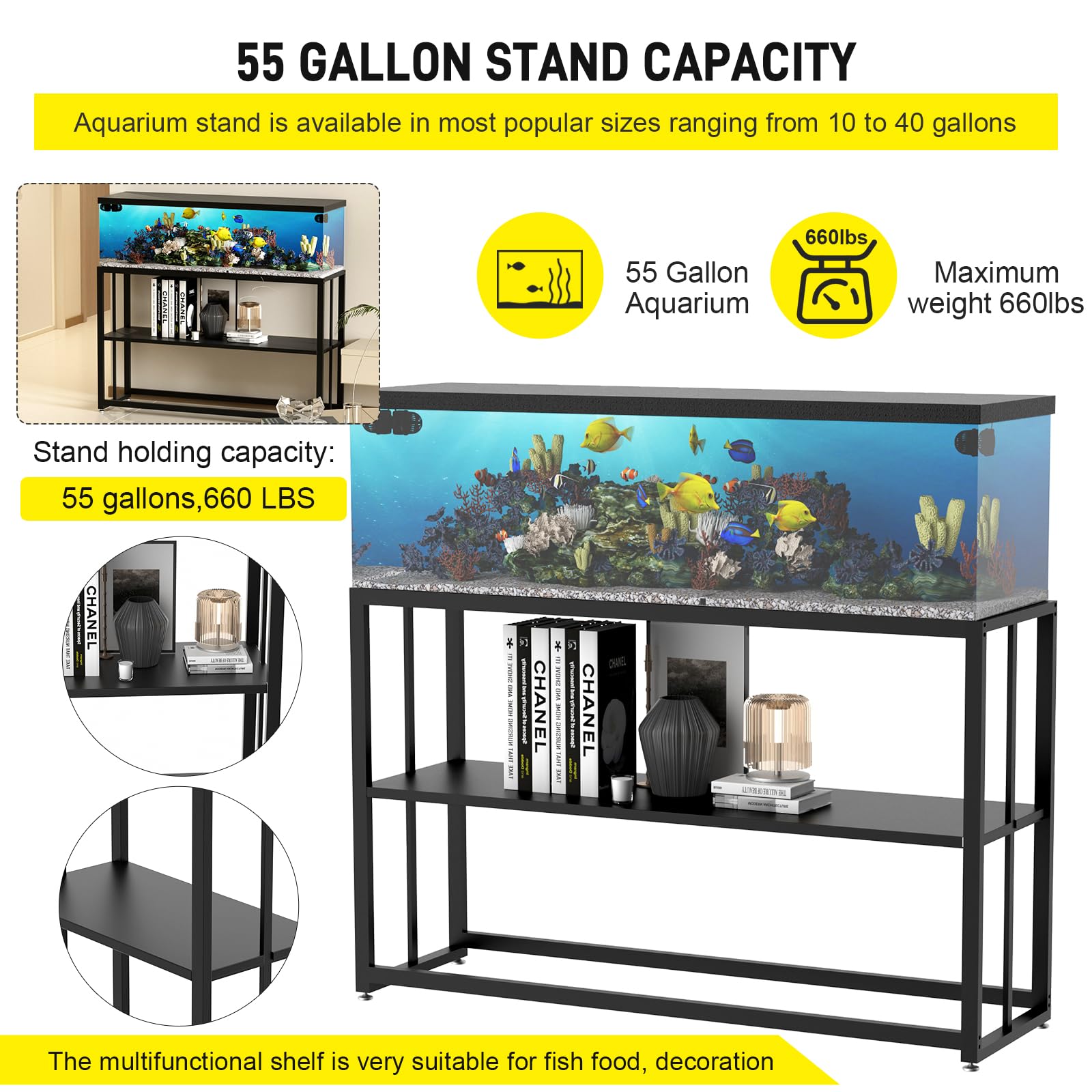 Likeem aquarium stand in a modern home setting enhances décor.