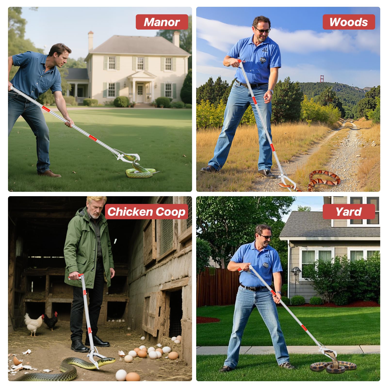 Likorlove outdoor snake catcher in use for yard safety during snake presence