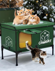 LiLadayd large heated cat house exterior view highlights weatherproof outdoor shelter for cats