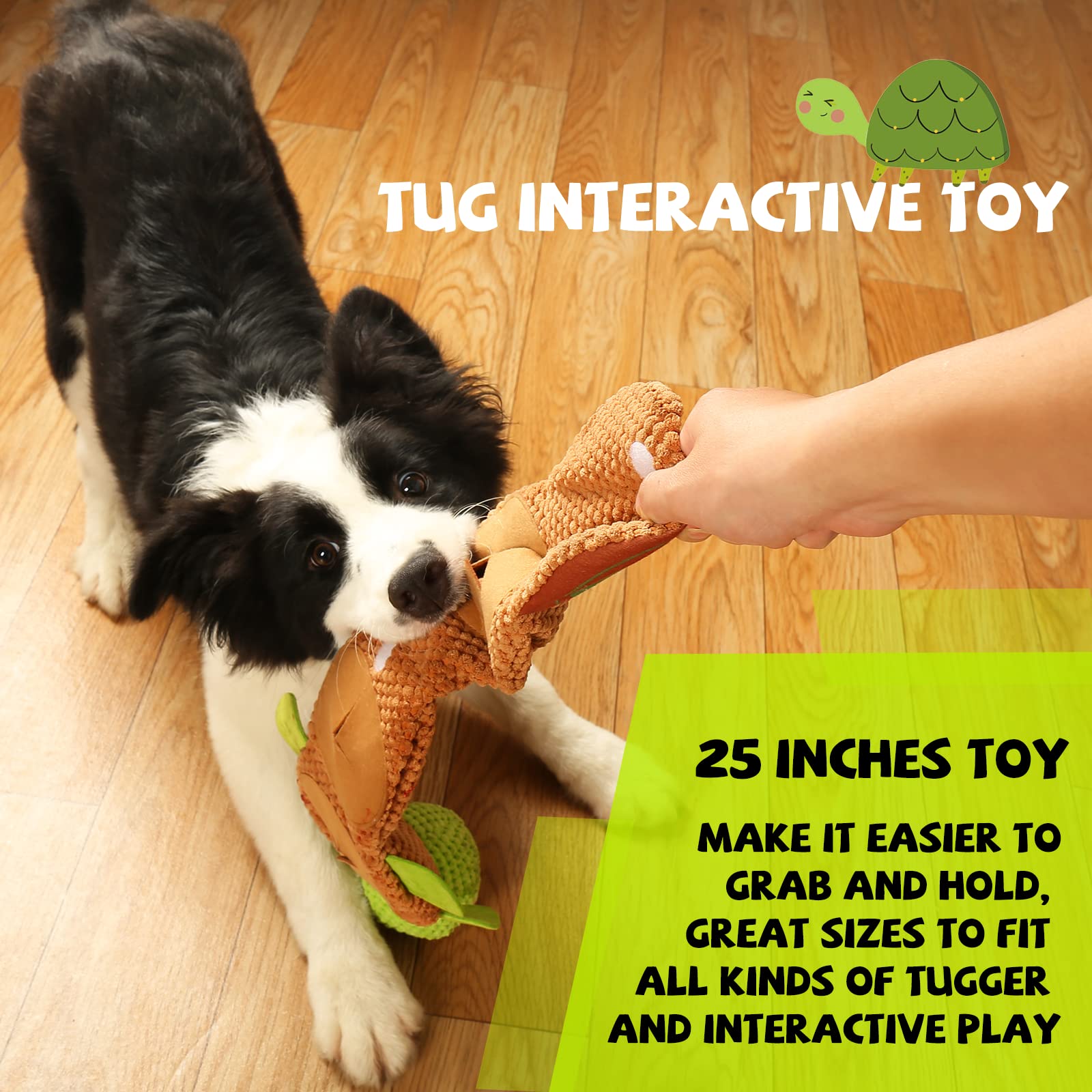 lilfrd turtle toy adjustable-length design enables tug-of-war and hands-free handling