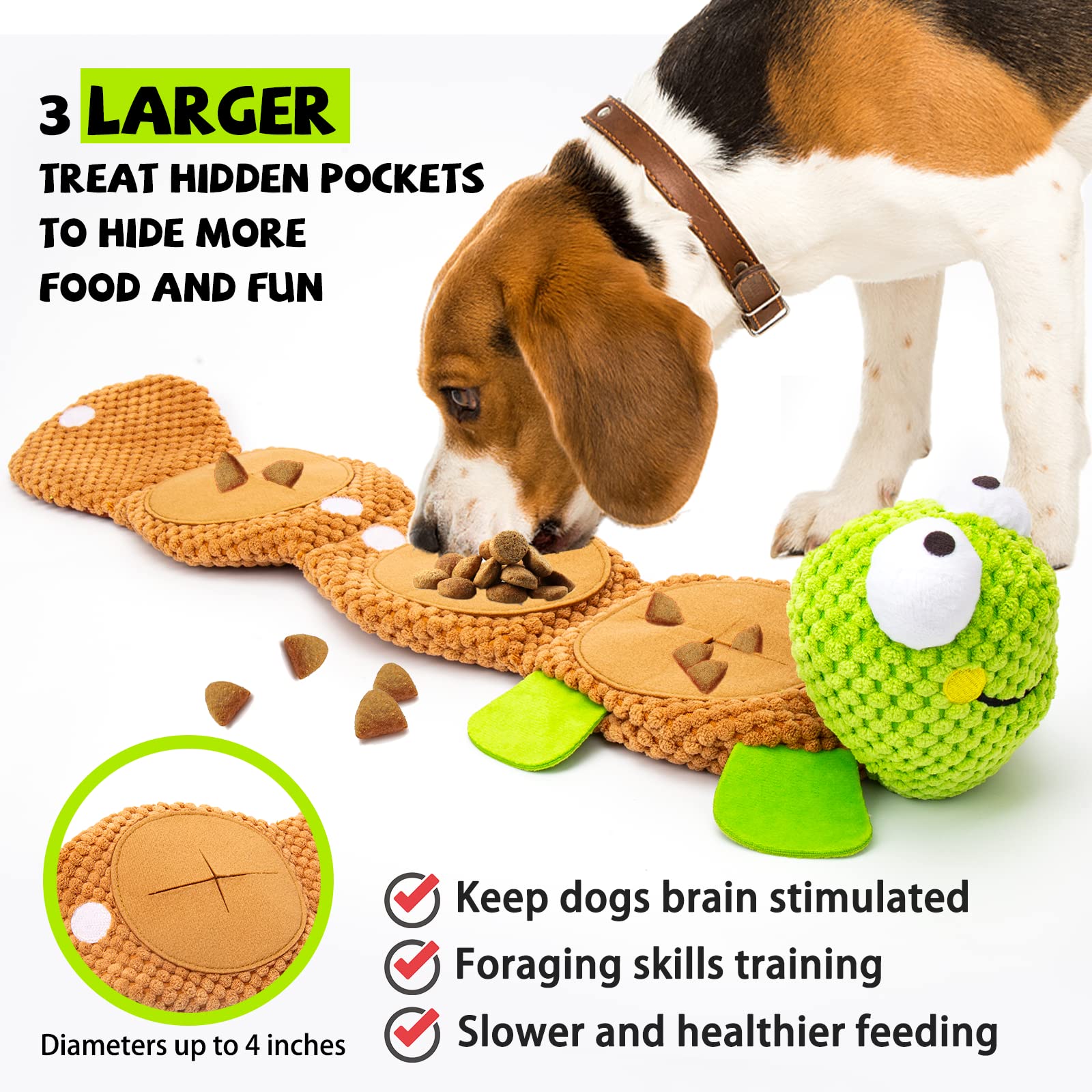 lilfrd turtle toy shell-pocket view highlights treat-dispensing pockets for slow, engaging snuffling