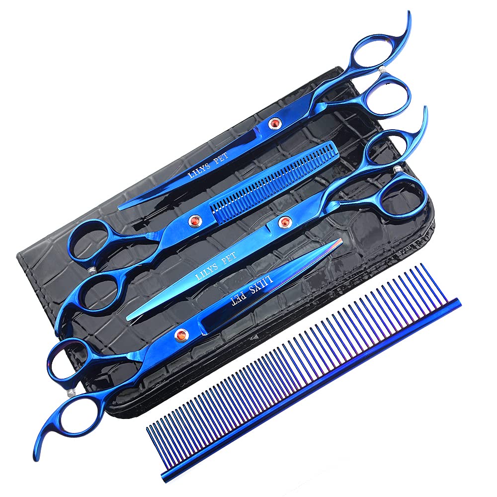 LILYS PET down-curved scissors 7-inch for precise reverse-curved shaping.