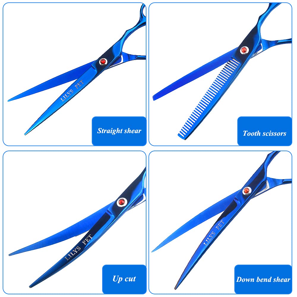 LILYS PET up-curved scissors 7-inch for volume control and smooth curves.