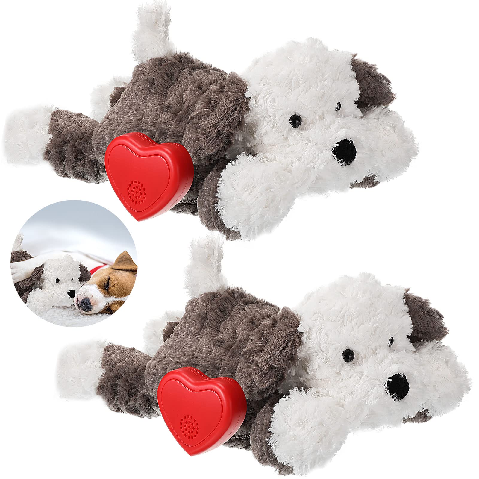 Liliful puppy heartbeat toy pack with two plush dogs for anxious pets.