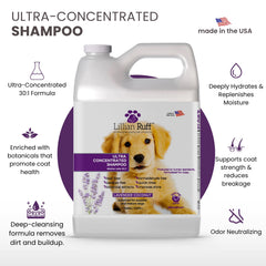 Lillian Ruff PRO 30:1 dilution label highlighting savings and efficient grooming