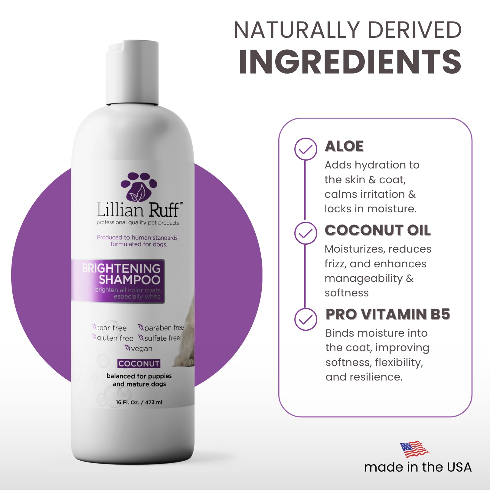 Lillian Ruff PRO formula Aloe Provitamin B5 image highlights soothing care during washes
