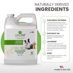 Lillian Ruff PRO Shampoo ingredients oats aloe coconut oil nourish coat and skin.