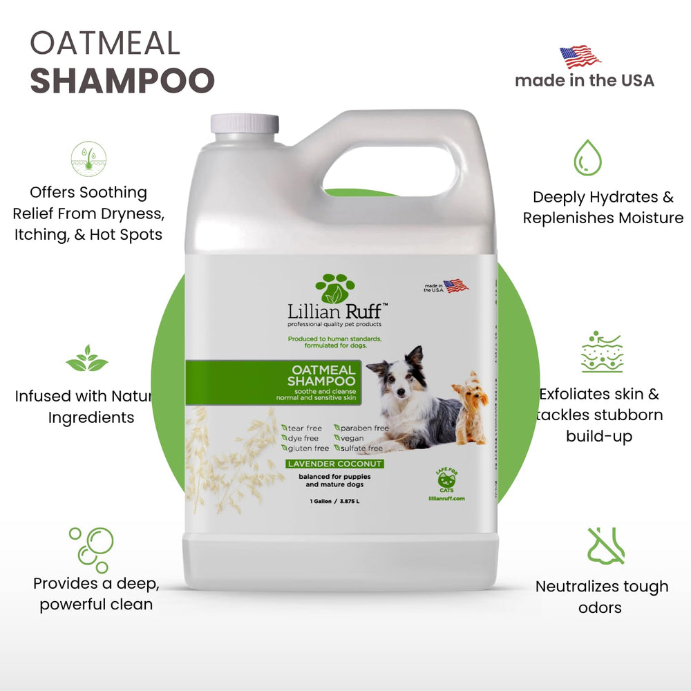 Lillian Ruff PRO Shampoo lather cleanses while soothing dry skin in dogs.