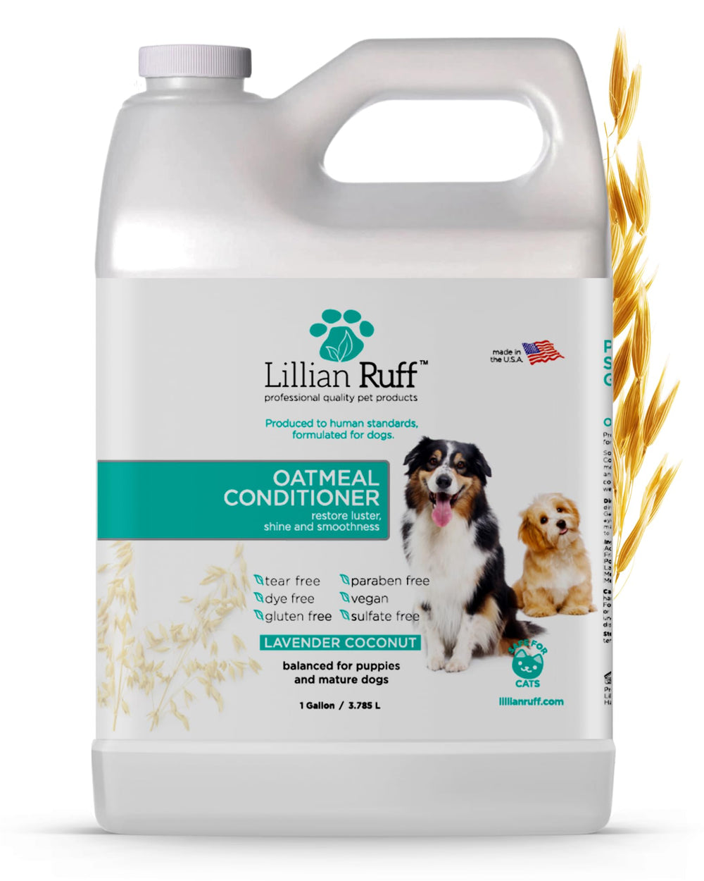 Lillian Ruff PRO Formula Oatmeal conditioner bottle pour enables easy application and deep hydration.