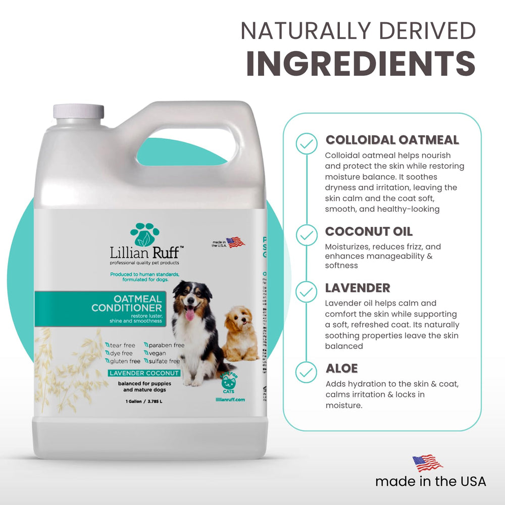 Lillian Ruff PRO Formula Oatmeal conditioner coat closeup shows soft, shiny fur after use.