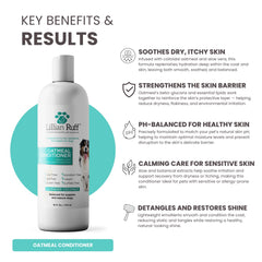 Lillian Ruff PRO Formula oatmeal conditioner ingredients closeup features oats, coconut oil, and lavender