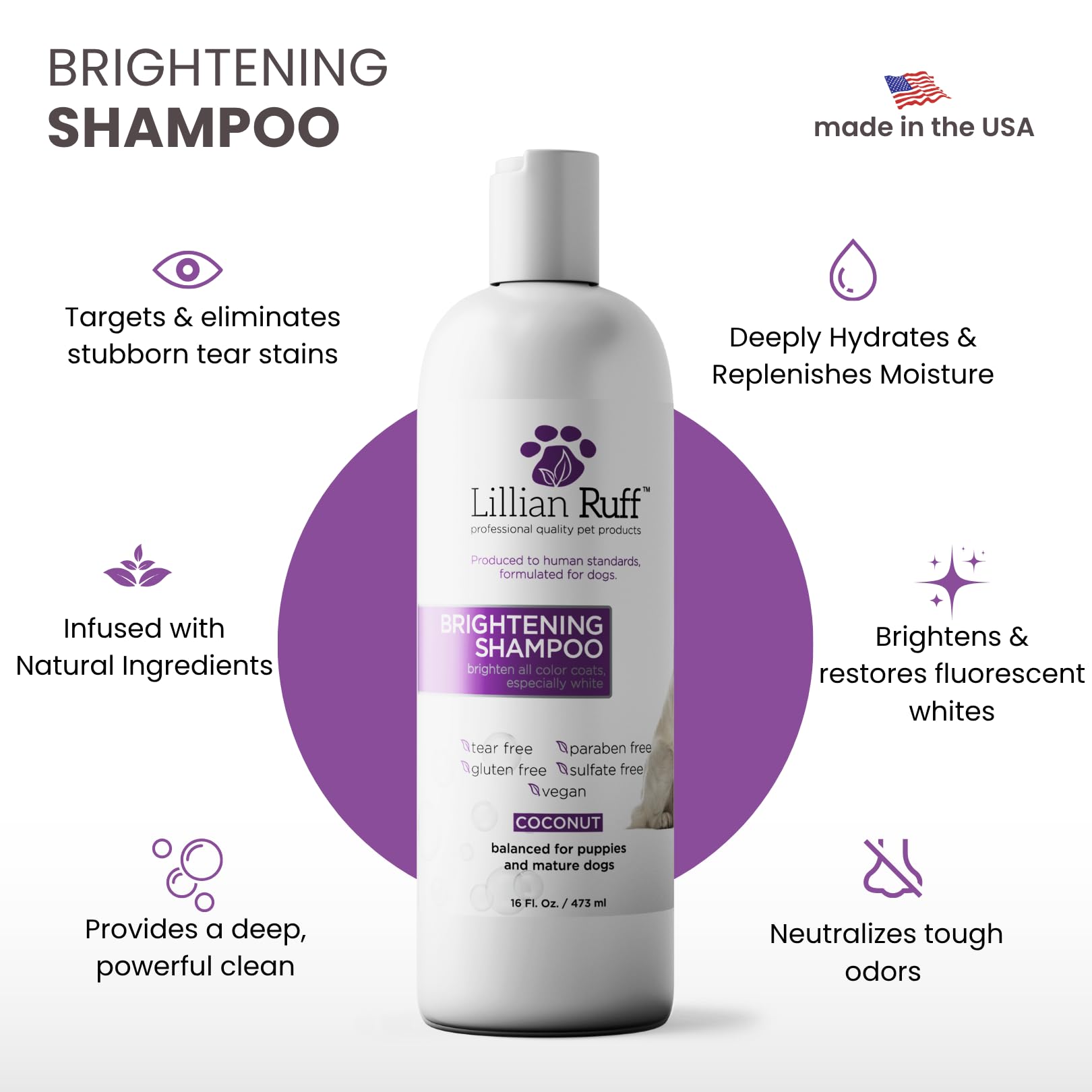 Lillian Ruff PRO formula rich-lather foaming close-up demonstrates luxurious suds and easy rinse