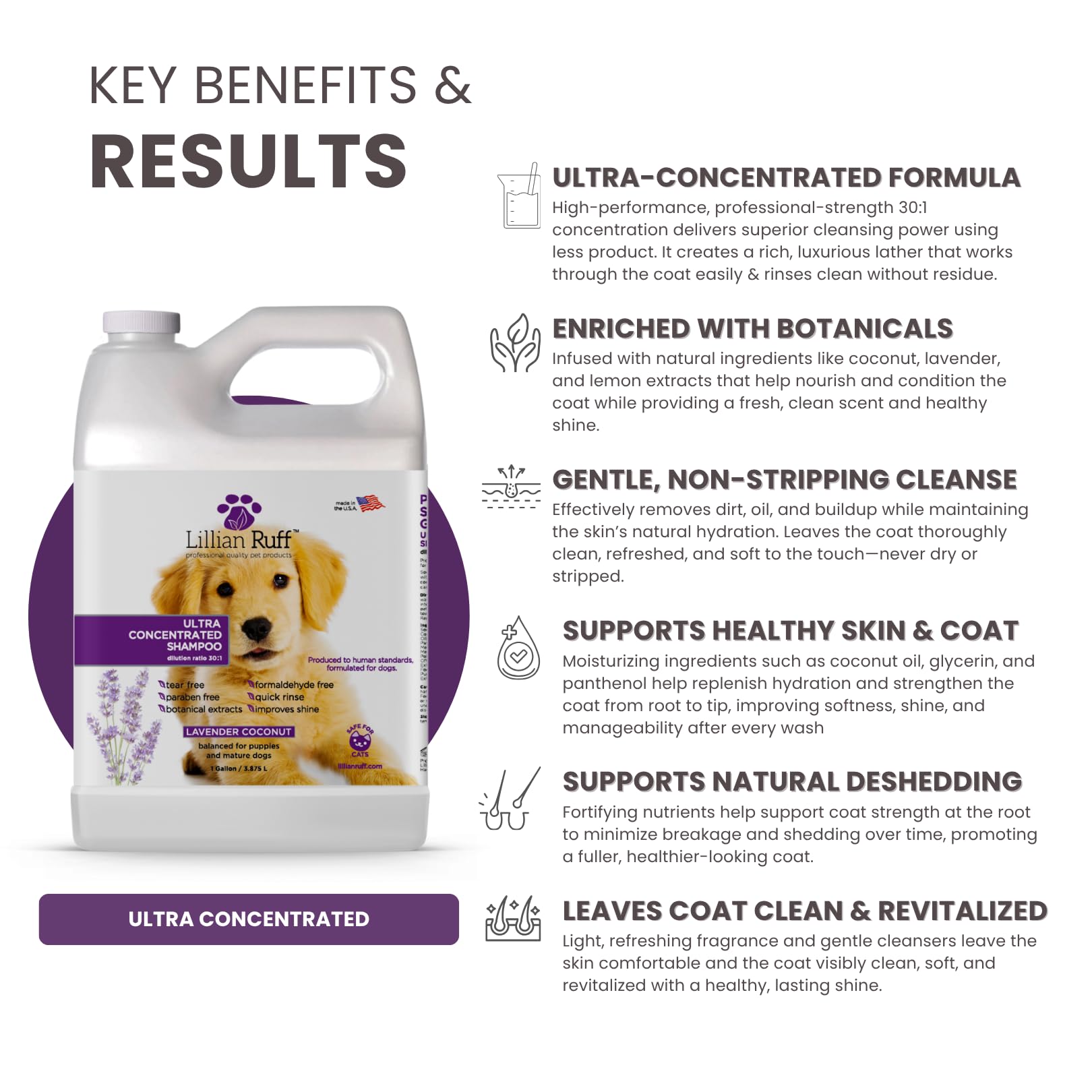 Lillian Ruff PRO soft lather demonstrates gentle cleansing for dogs