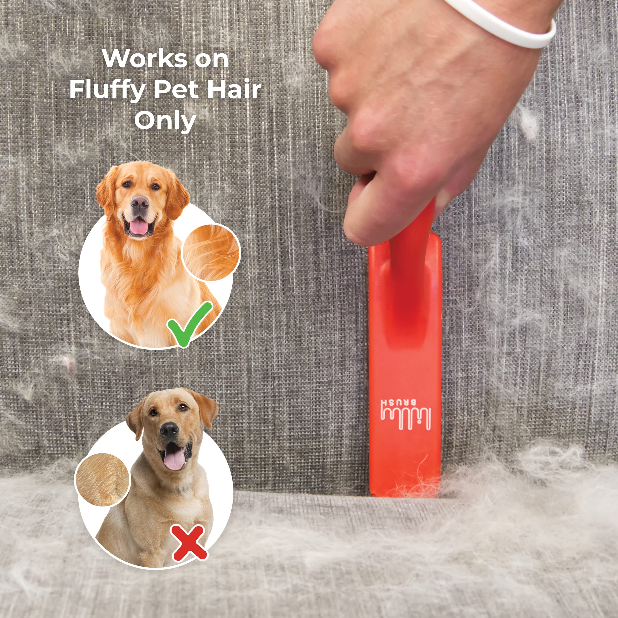 Close-up bristles of Lilly Brush Forever Furless boost embedded hair pickup on fabrics.