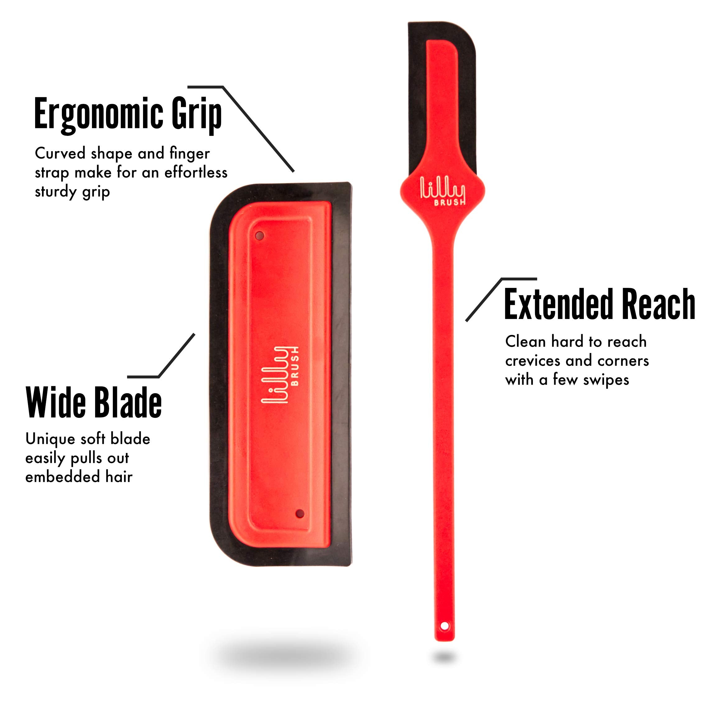 Lilly Brush Pro Tight Spaces tool cleanly removes hair from crevices