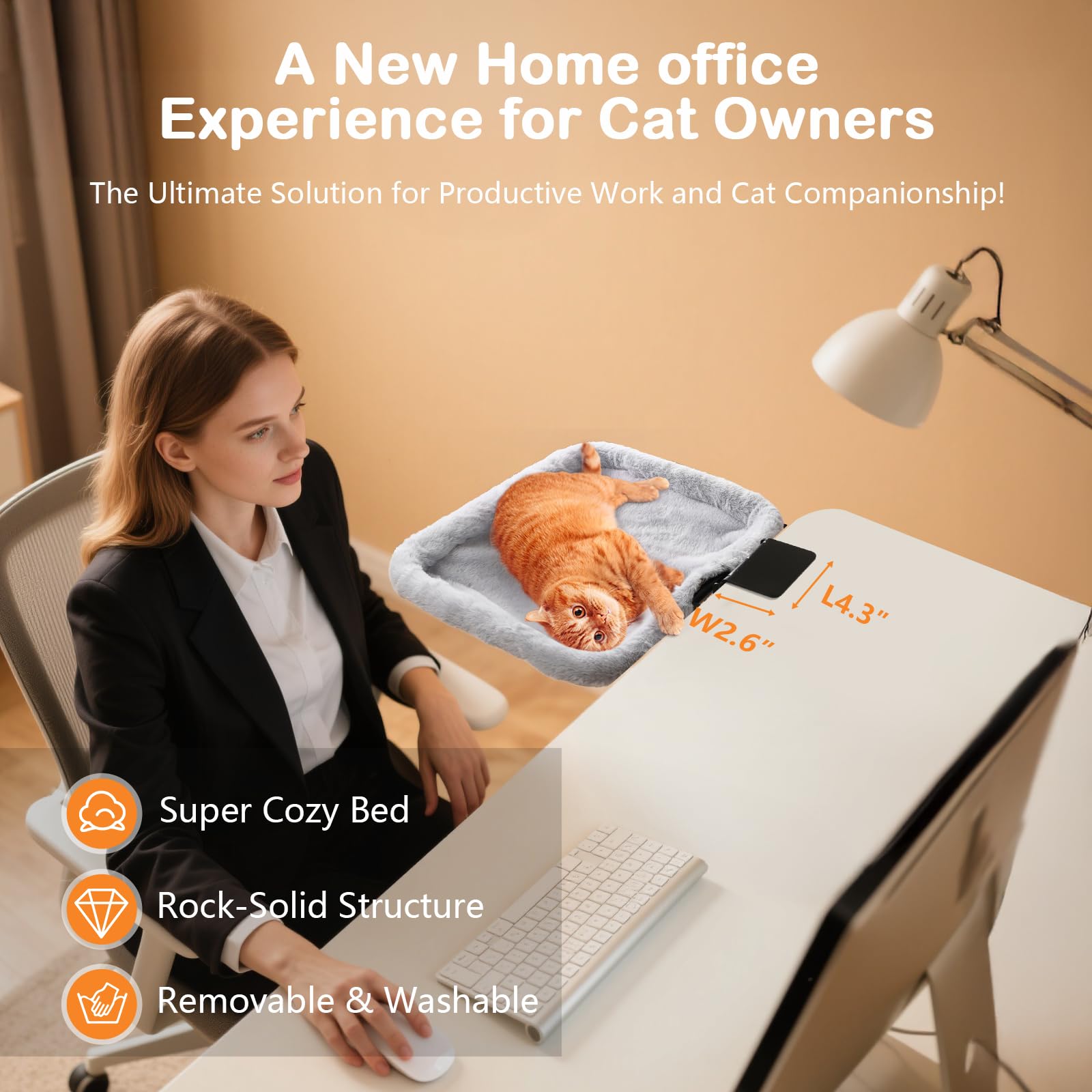Lilyang Cat Desk Bed soft sponge pads protect your desk from scratches.