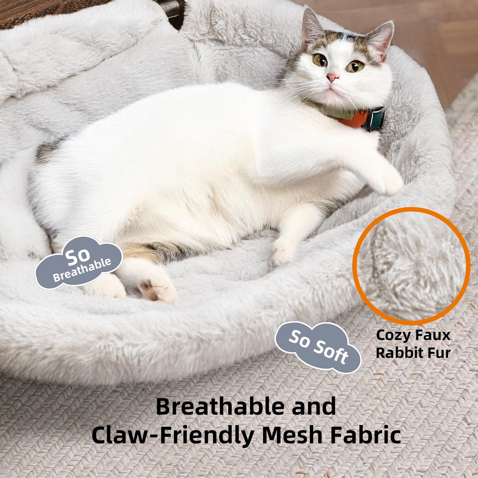 Lilyang Large Cat Desk Bed spacious 19-5x15 inches fits most cats comfortably.