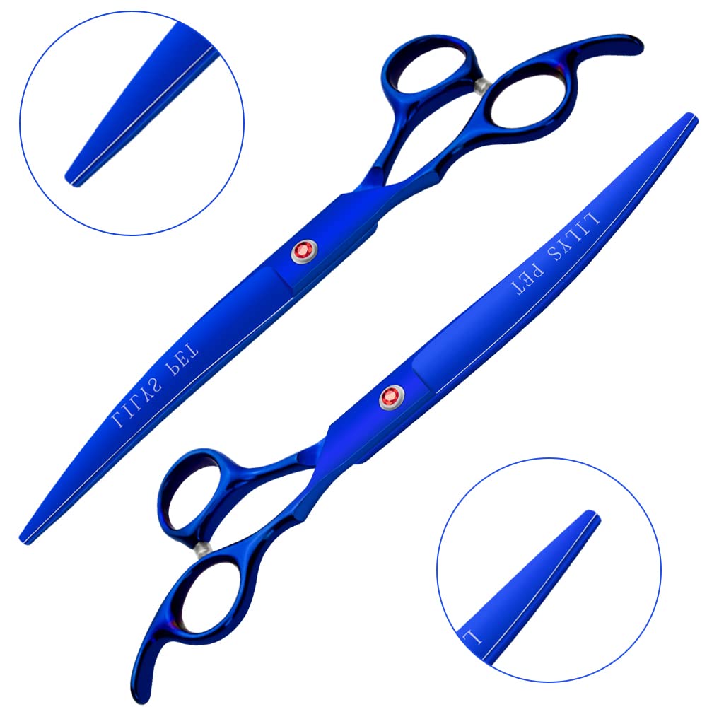 LILYS PET curved scissors blue point down for precise shaping
