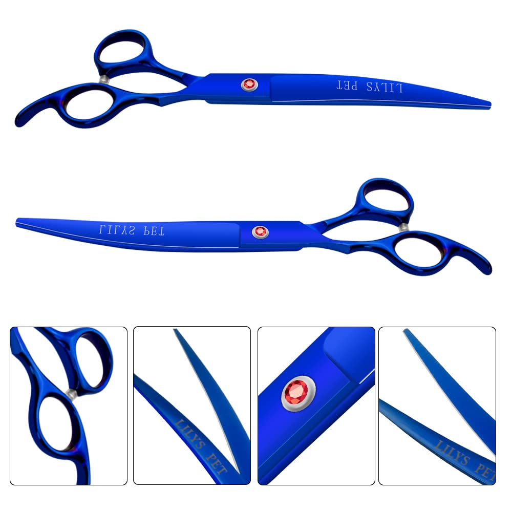 LILYS PET curved scissors blue point up for contour-following trimming