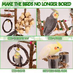 Limio Bird Playground activity center with toys keeps birds engaged.
