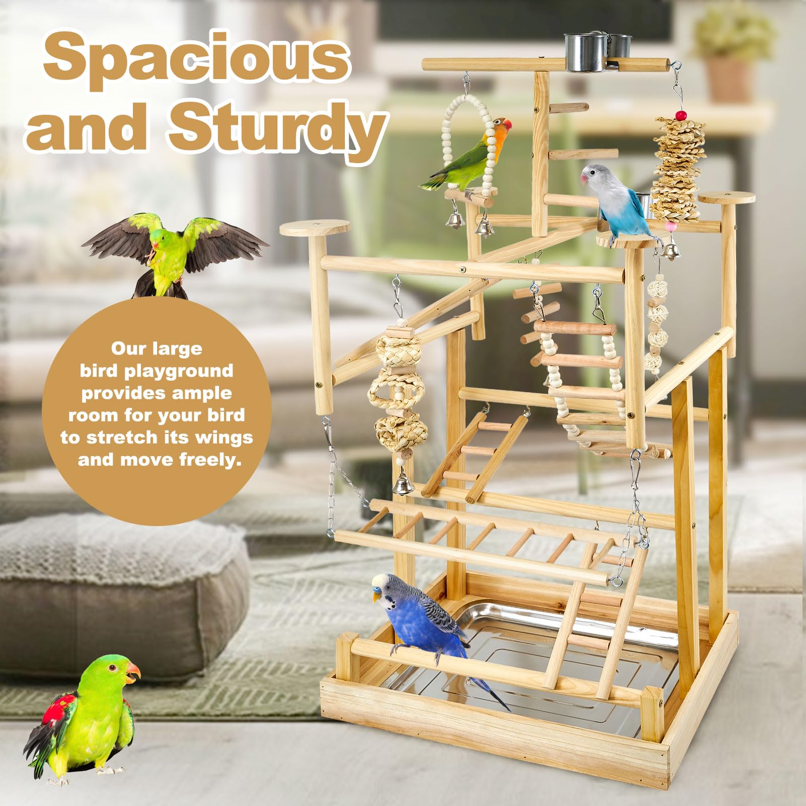 LIMIO Bird Playground ready-to-assemble setup for quick enrichment at home.