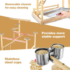 LIMIO Bird Playground removable tray makes cleaning quick and easy after playtime.