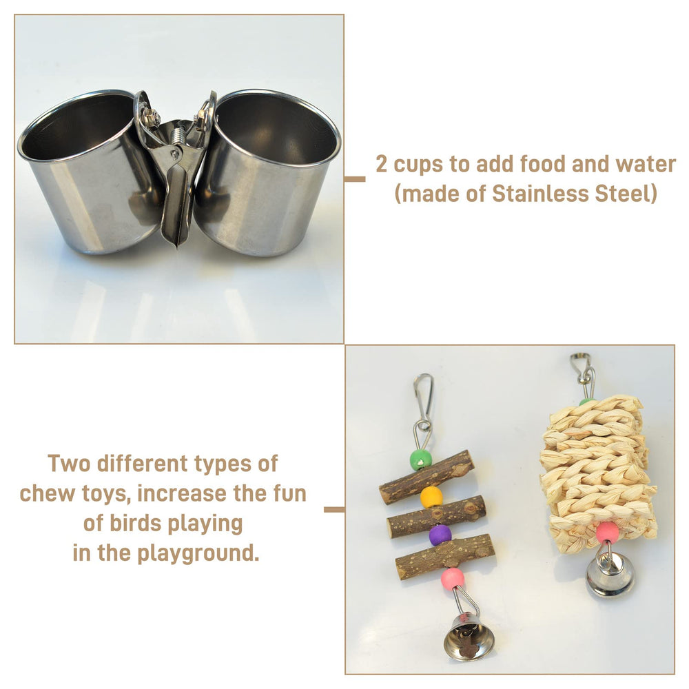 LIMIO bird toy copper bell and husks — stimulating sounds and textures for curious birds.