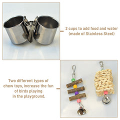 LIMIO bird toy copper bell and husks — stimulating sounds and textures for curious birds.
