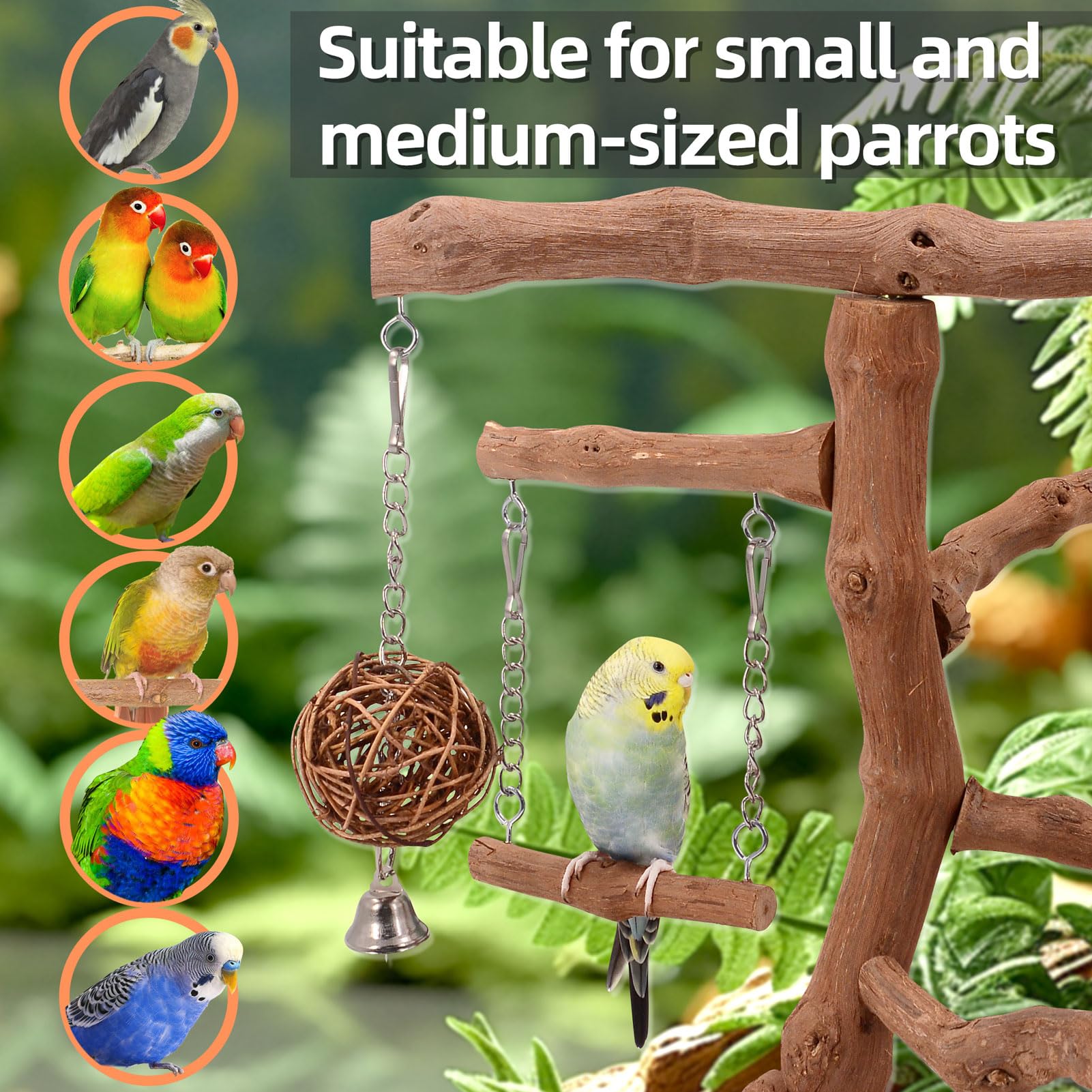 LIMIO grape wood perch-bird-activity-use—encourages climbing, exploration, and social play.
