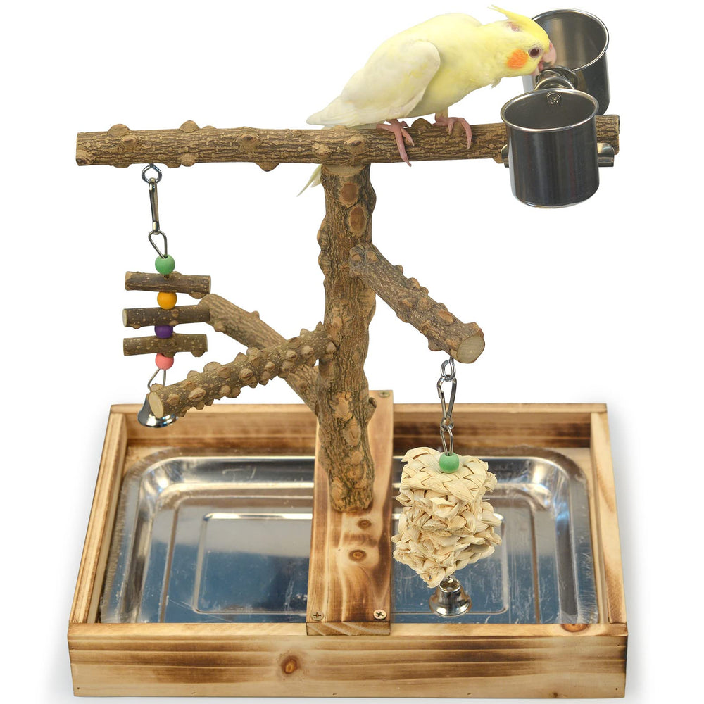 LIMIO natural wood bird toy playground — sturdy setup for safe, engaging cage activity.
