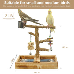 LIMIO natural wood perches — heavy, stable perch for confident chewing and balance.