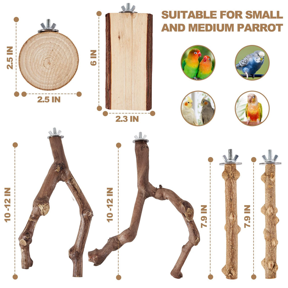 LIMIO non-slip natural wood perches offering secure grip and claw exercise.