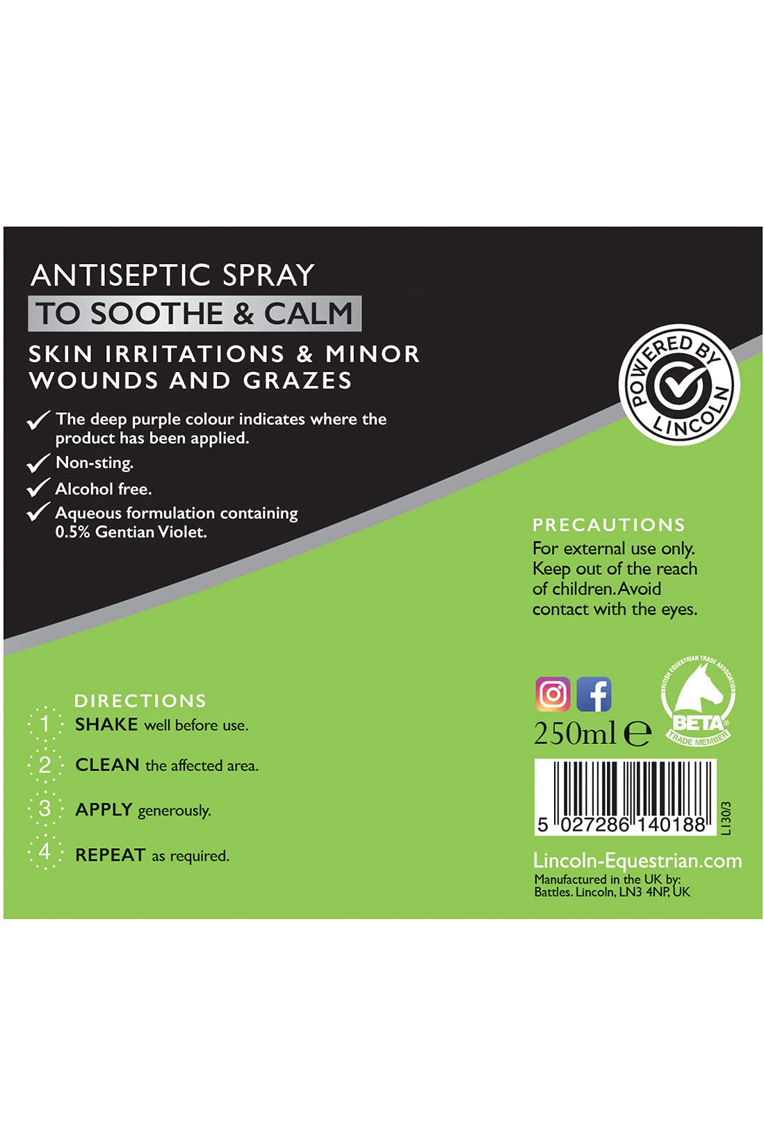 Lincoln Electric Purple Spray application area shows treatment of feather-pecking wounds.