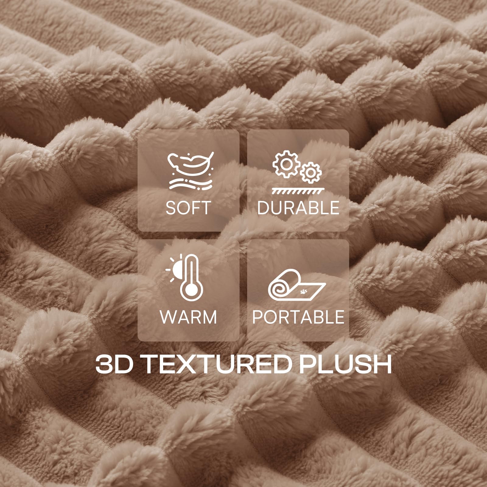 LINENLUX blanket with flannel 3D pile design for extra warmth.