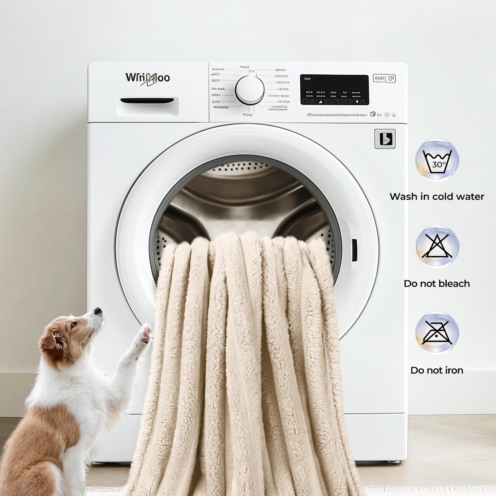 LINENLUX machine-washable blanket on gentle cycle for quick, low-effort cleaning.