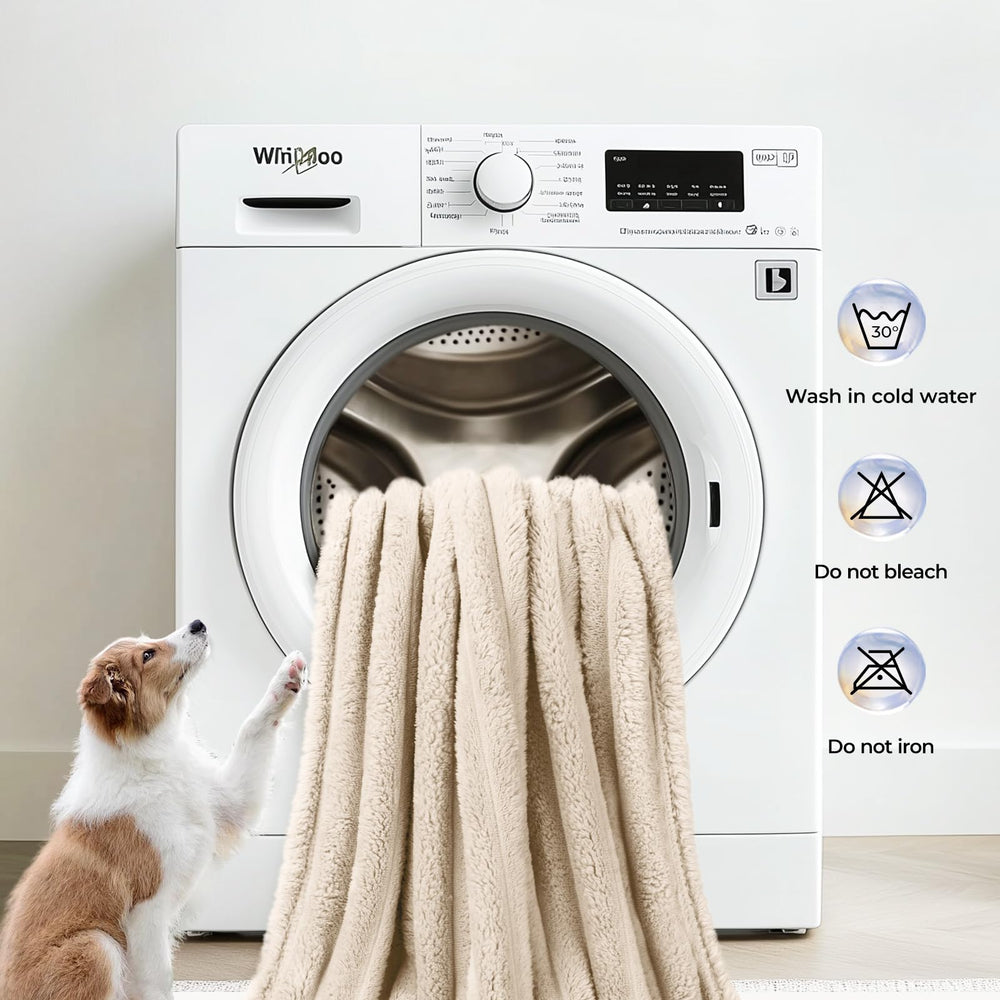 LINENLUX machine-washable blanket on gentle cycle for quick, low-effort cleaning.