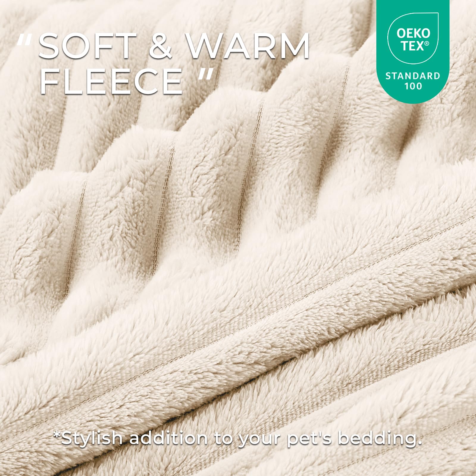 LINENLUX washable dog blanket edge-stitch detail highlighting durability and easy cleaning.